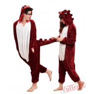 Brown Red Dinosaur Sleep Kigurumi Onesies Pajamas Costumes for Women & Men