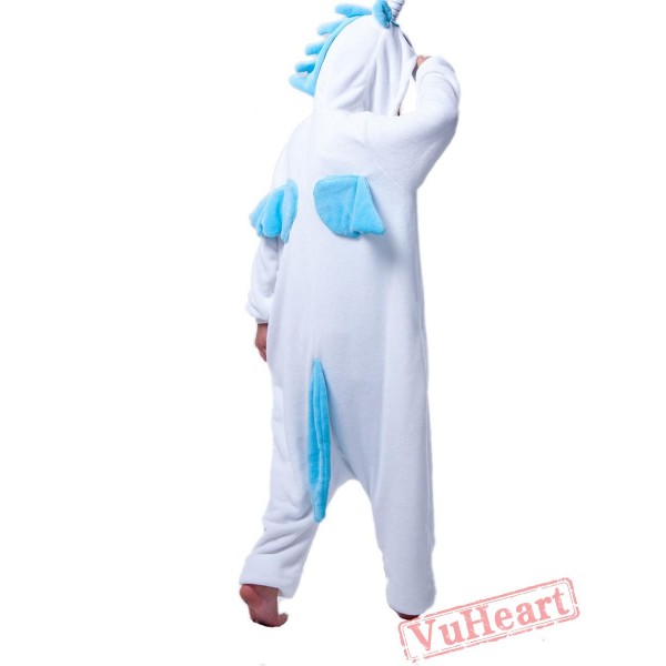 Women & Men White Blue Unicorn Kigurumi Onesies Pajamas Costumes