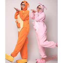 Pink Kangaroo Couple Onesies / Pajamas / Costumes