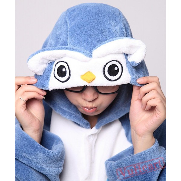 Blue Owl Cute Cartoon Kigurumi Onesies Pajamas Costumes for Women & Men