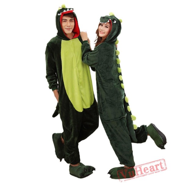 Green Dinosaur Kigurumi Onesies Pajamas Costumes for Women & Men