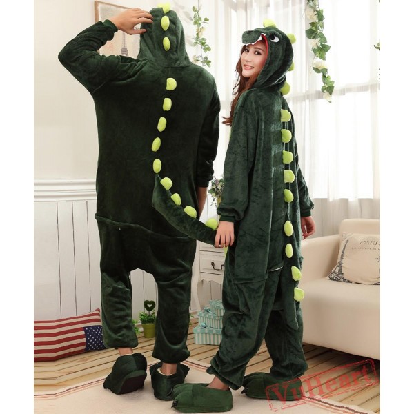 Green Dinosaur Kigurumi Onesies Pajamas Costumes for Women & Men