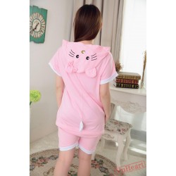 Summer Pink Kitty Kigurumi Onesies Pajamas for Women & Men