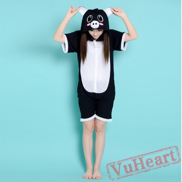 Summer Black Pig Kigurumi Onesies Pajamas for Women & Men