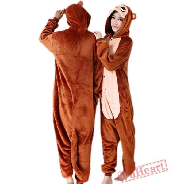 Brown Monkey Kigurumi Onesies Pajamas Costumes for Women & Men