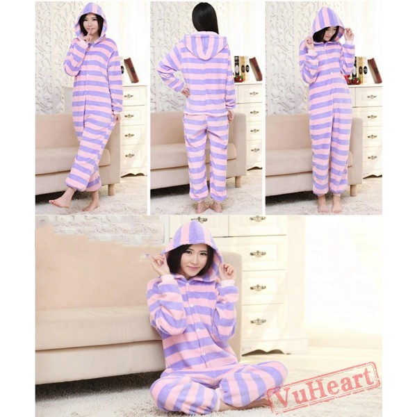 Spring & Autumn Purple Stripes Kigurumi Onesies Pajamas for Women & Men