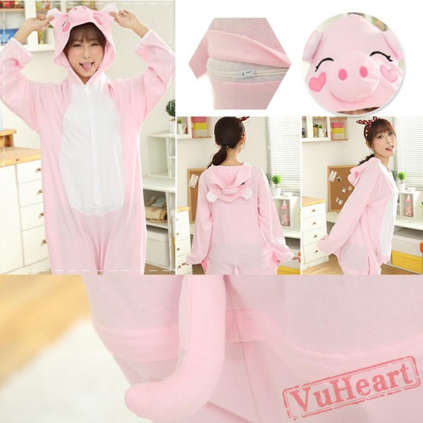 Spring & Autumn Pink Pig Kigurumi Onesies Pajamas for Women & Men