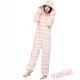 Spring & Autumn Pink Stripes Kigurumi Onesies Pajamas for Women & Men