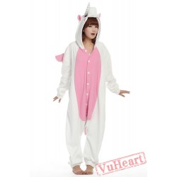 White & Pink Unicorn Kigurumi Onesies Pajamas Costumes for Women & Men