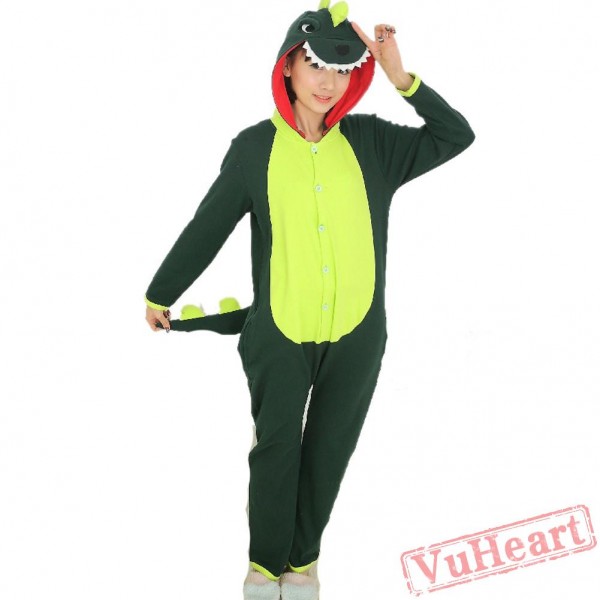 Spring & Autumn Green Dinosaur Kigurumi Onesies Pajamas for Women & Men