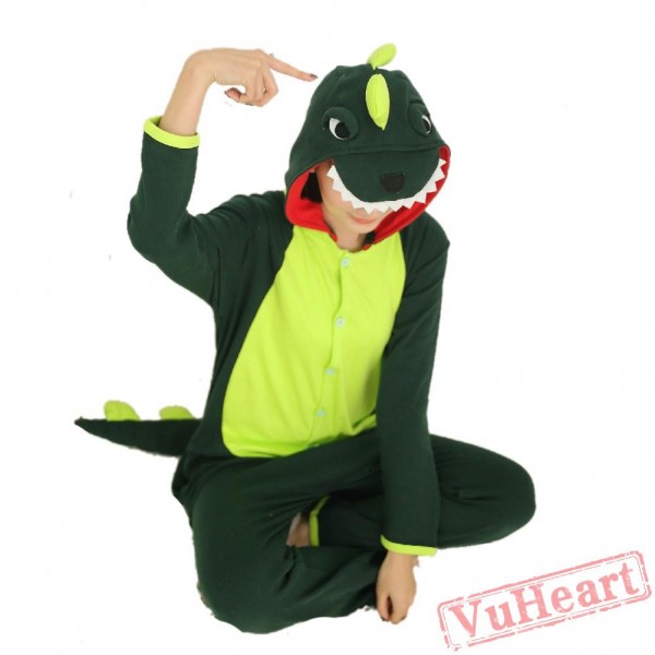 Spring & Autumn Green Dinosaur Kigurumi Onesies Pajamas for Women & Men