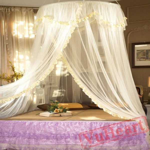 Elegant Hanging Yellow Mosquito Net for Double Bed