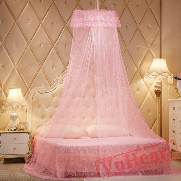 Lace Hanging Purple Mosquito Net for Double Bed