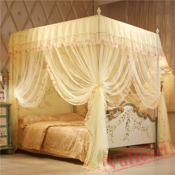 Elegant Square Purple Mosquito Net for Double Bed