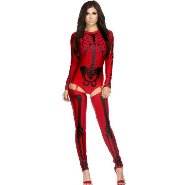 Woman Sexy Skeleton Adult Onesies Club Costumes