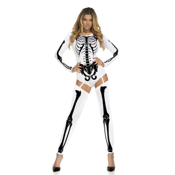 Woman Sexy Skeleton Adult Onesies Club Costumes