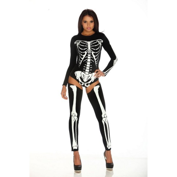 Woman Sexy Skeleton Adult Onesies Club Costumes