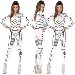 Woman White Skull / Ghost Bride Adult Onesies Club Costumes