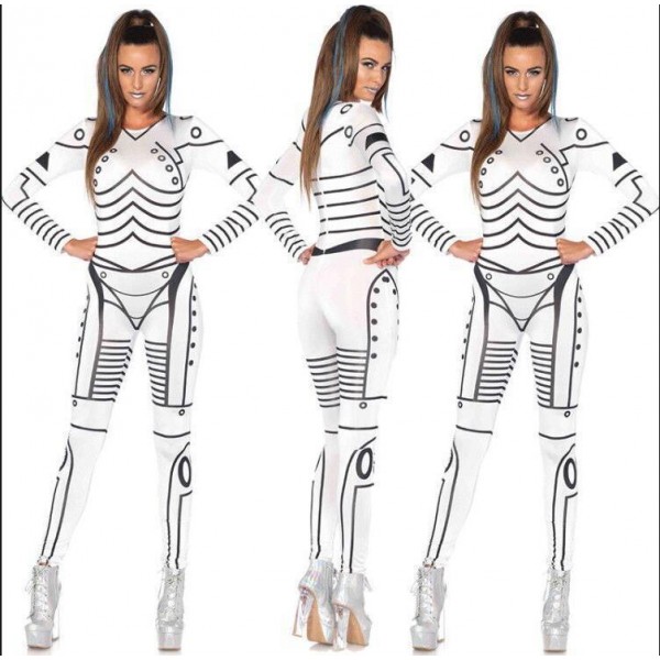 Woman White Skull / Ghost Bride Adult Onesies Club Costumes