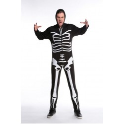 Men Black Skull Adult Onesies Club Costumes