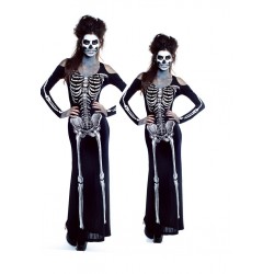 Woman Black Sexy Skeleton / Ghost Bride Adult Onesies Club Costumes