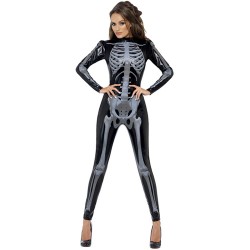 Woman Black Sexy Skeleton Adult Onesies Club Costumes