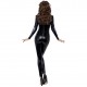 Woman Black Sexy Skeleton Adult Onesies Club Costumes