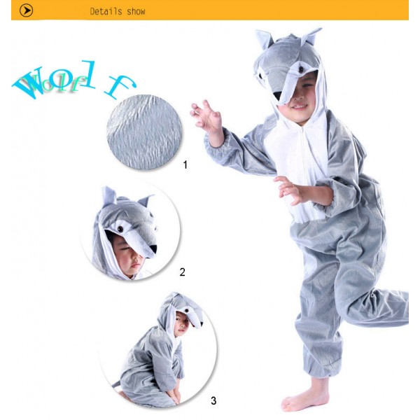 Lovely Kids Unisex Children Onesie Pajamas Animal Onesie wolf