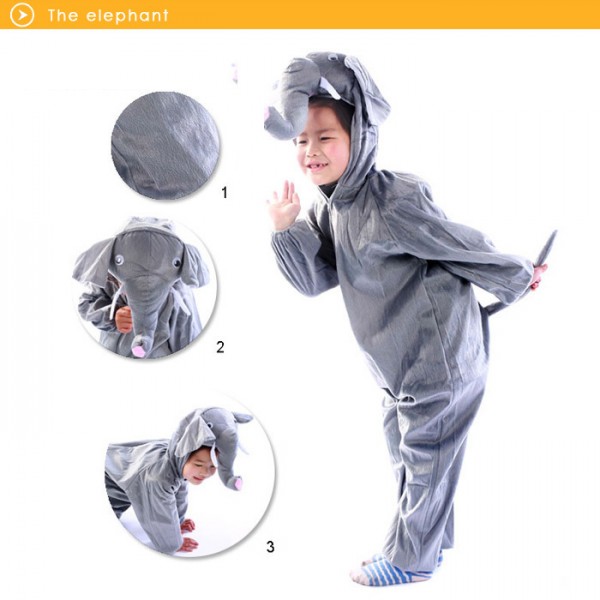 Kids Unisex Children Animal Pajamas Animal Cosplay Costume Onesie Elephant