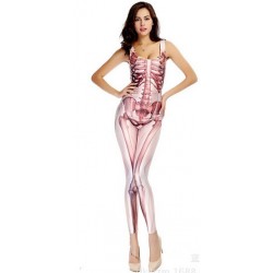 Sexy Women Jumpsuit Sugar Skull Skeleton Adult Womens Catsuit Costume Onesie