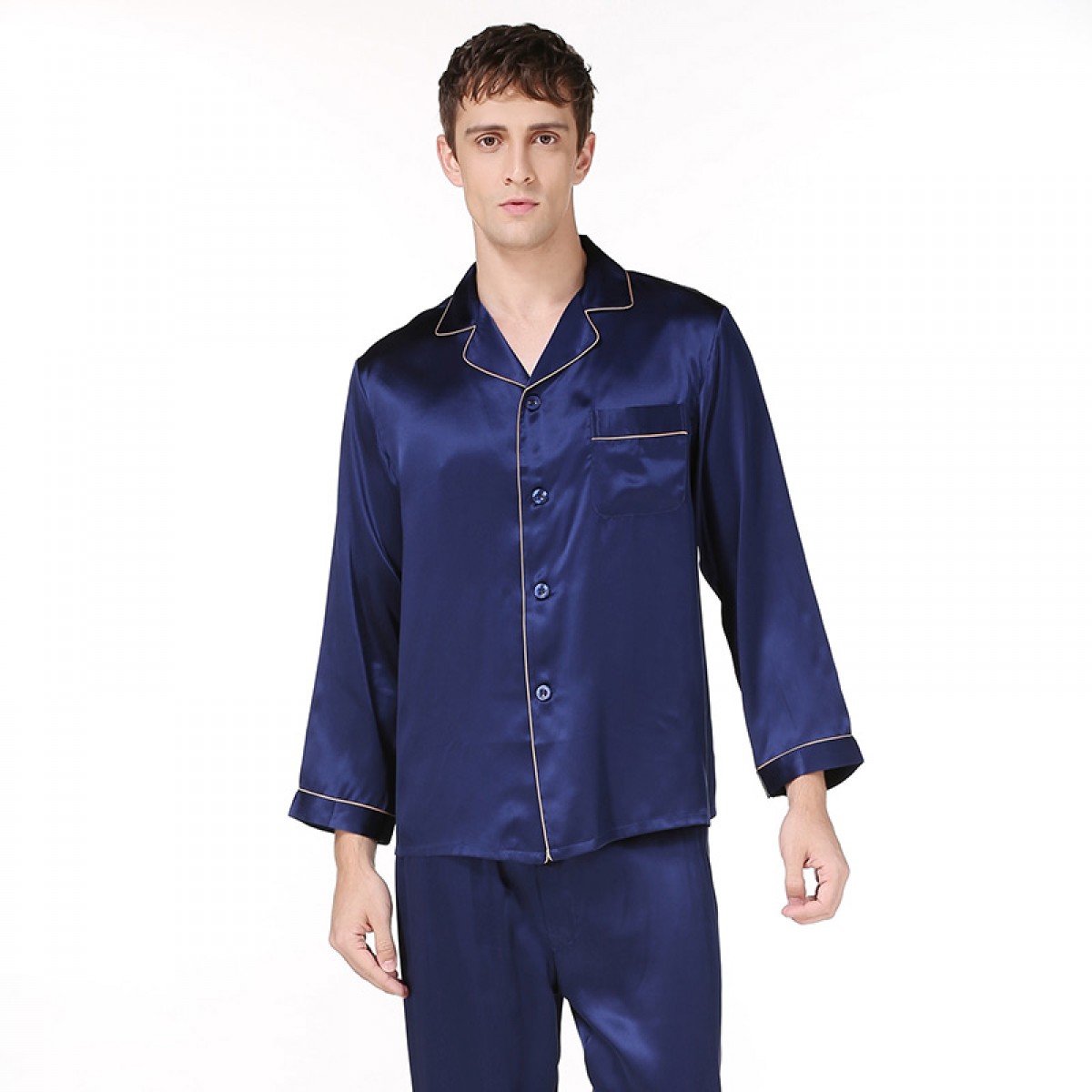 Silk Men LongSleeved Pajama Sets