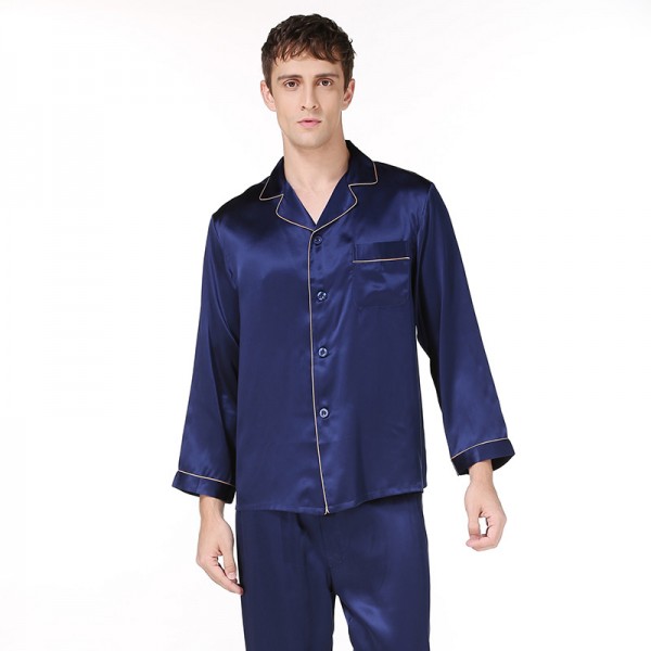 Silk Men Long-Sleeved Pajama Sets