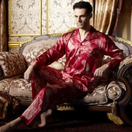 Men's Satin Silk Printed Long-Sleeved Pajama Sets