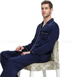Mens Silk Satin Pajamas Set Sleepwear