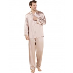 Silk Sleepwear Turn down Collar Men's Pajama Sets