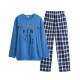 Mens Cotton Long Sleeve Pajama Sets O-neck