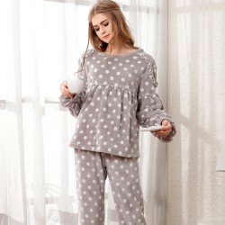 Fashion Women Pajama Set Ladies Flannel Coral Velvet Pajamas