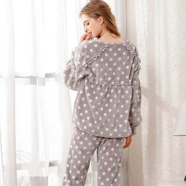 Fashion Women Pajama Set Ladies Flannel Coral Velvet Pajamas