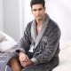 Winter Flannel Sleepwear Mens Long Sleeve Soft Pajamas Warm Bathrobe