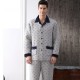 Cotton Men Pajama Set Casual Polka Dot Warm Sleepwear