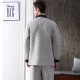 Cotton Men Pajama Set Casual Polka Dot Warm Sleepwear