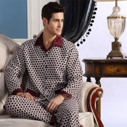 Mens Pajama Sets Fashion Cotton Long Sleeve Casual Plaid Pajamas