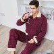 Men Classic Long Sleeve Plaid Warm Cotton Pajama Set