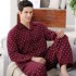 Fashion Men Pajamas Set Cotton Long Sleeve Warm Pajamas