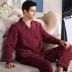 Fashion Men Pajamas Set Cotton Long Sleeve Warm Pajamas