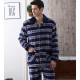 Mens Warm Flannel Pajamas Set Long Sleeve Soft Sleepwear