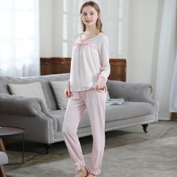 Cute Women Princess Bowknot Pajamas Set Pink Pajamas