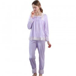 Lace Women Vintage Princess Pajamas Long Sleeve Sleepwear Set