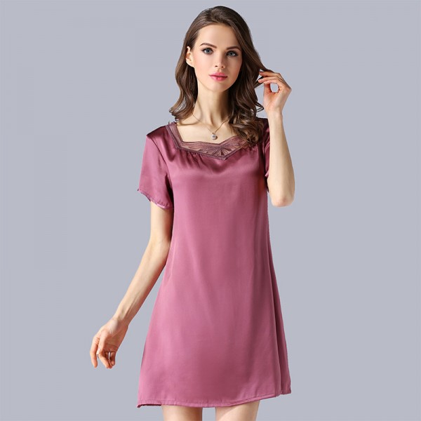 Summer Short Sleeves Sexy Silk Pajamas for Women 