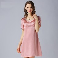 2017 Pink Short Sleeves Sexy Silk Pajamas for Women 